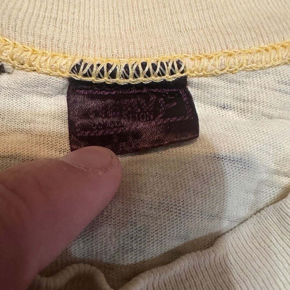Vintage 70s Hobie Cat TShirt Mens M Cream Sailing Championship Pocket Distressed - Picture 6 of 9